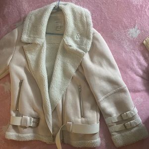 Forever 21 suede faux fur aviator jacket